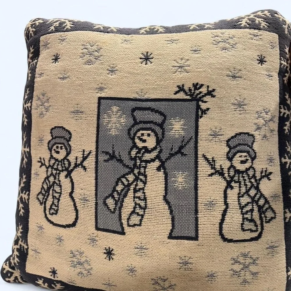 Christmas Pillows embroidered pink green tree and blue and wite snowman scene